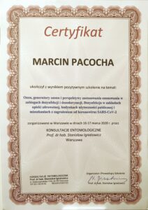 Certyfikat ze szkolenia ozon, generatory